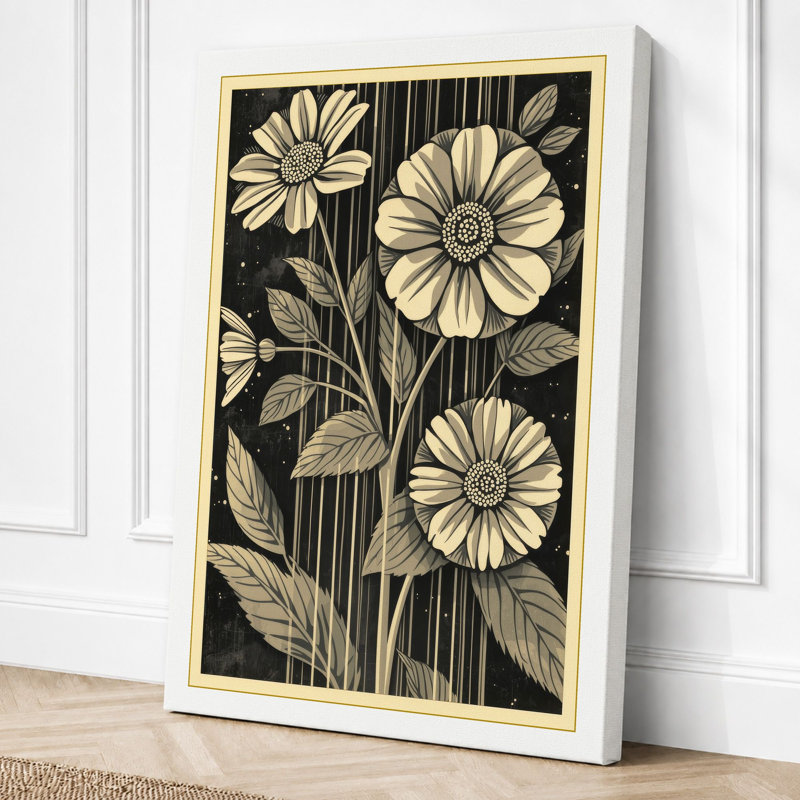 Daisy Study Botanical - Wrapped Canvas, 18x12 - 45.7 x 30.5 cm, White Border