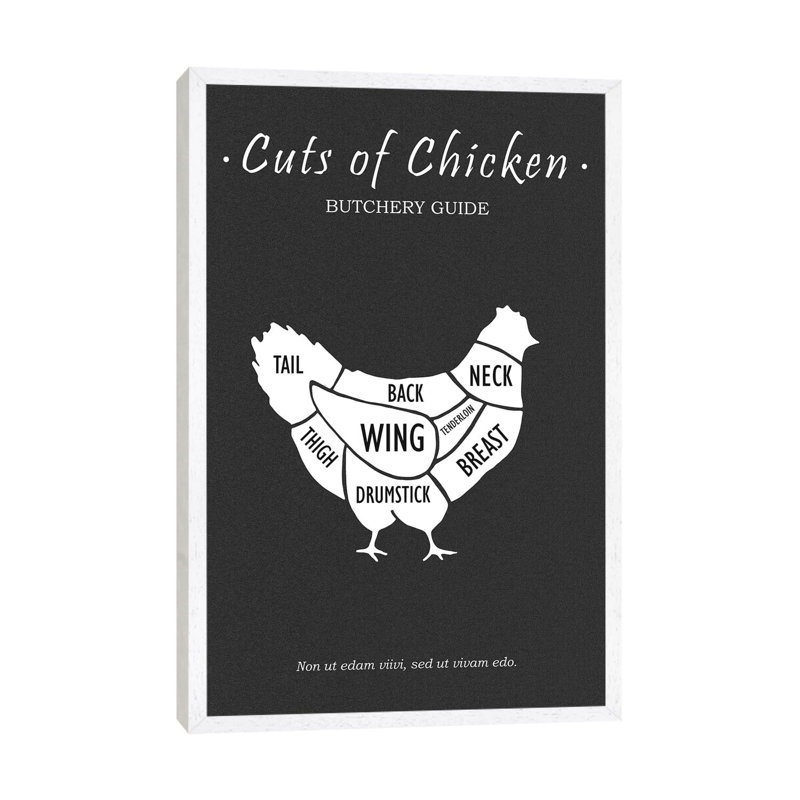 Butchery Chicken by Mark Rogan - Print on Canvas, White Framed, 66.04cm H x 45.72cm W x 3.81cm D