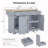 59.3" Kitchen Island with 2 Pull Out Cabinet Organizers & Rubber Wood Drop Leaf, Rolling Kitchen Island with Trash Can Storage, Power Outlet, Spice & Towel Rack for Kitchen, Dining, Grey Blue-1242764951