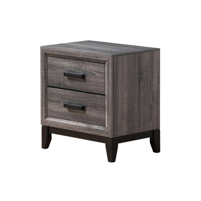 2 tables de chevet grises avec glissière centrale pour la chambre à coucher en gris, 2 tiroirs, processus de fabrication