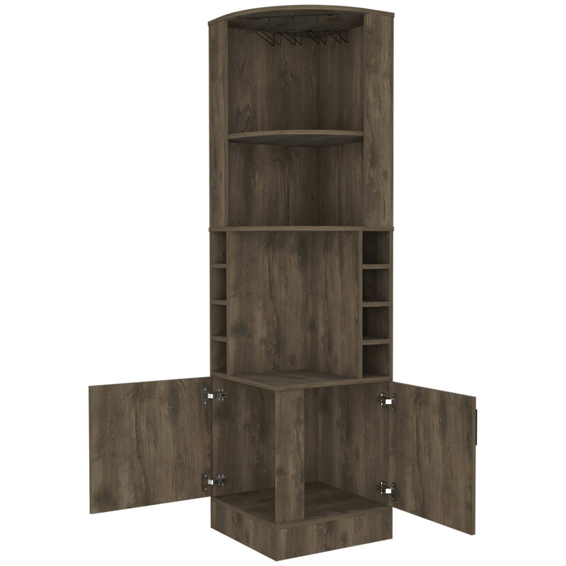 Armoire à 2 tablettes brun foncé à 2 tablettes, rehaussant l'aspect décoratif de votre espace Armoire élégante avec options de rangement et de présentation