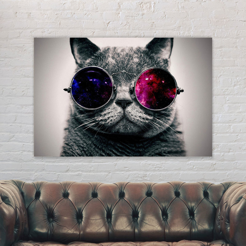 Cool Cat In Sunglasses - Wrapped Canvas Print, 84cm H x 120cm W x 4cm D