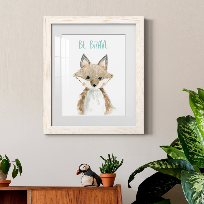 Be Be Brave Fox - impression encadrée, H 20 po x l 17 po x P 1,5 po, Toile blanche encadrée