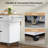 Tilt-Out Trash Bin Compartment Kitchen Island with Solid Wood Top, Drop-Leaf, Towel Rack, Faux Refrigerator Cabinet, Drawer & Locking  Wheels-159571998