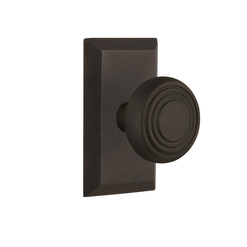 Studio Plate with Deco Door Knob, 2 3/8, Oil-Rubbed Bronze