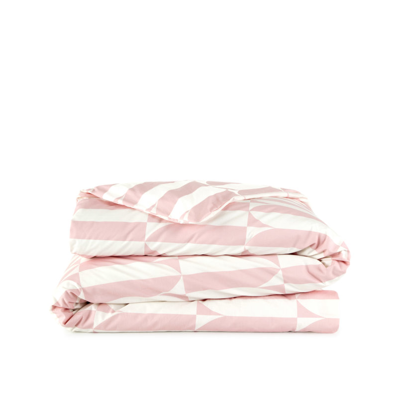 Full Pink Cotton Geometric Comforter Set with Shams