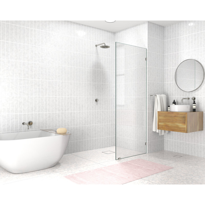 Panneau de douche simple fixe sans cadre 29,5 po x 78 po Vela, Nickel brossé