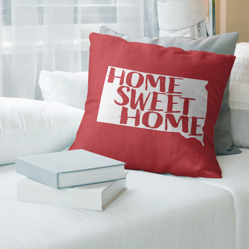 Coussin Home Sweet, 16 po x 1 po, Dakota du Sud , Rouge