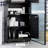 Cabinets Bathroom Storage Tall Narrow with Adjustable Shelves, 2 Cabinets &amp; Countertop, Black | Contemporary | P2 Grade MDF-698814005