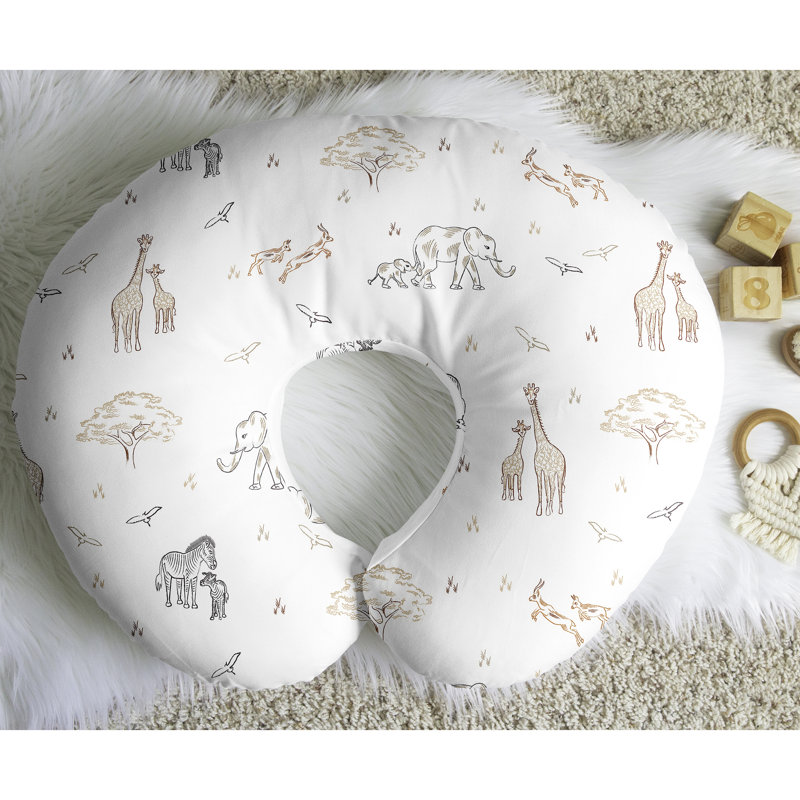 Nursing Breastfeeding Pillow Cover, Beige White Taupe, Animal Print