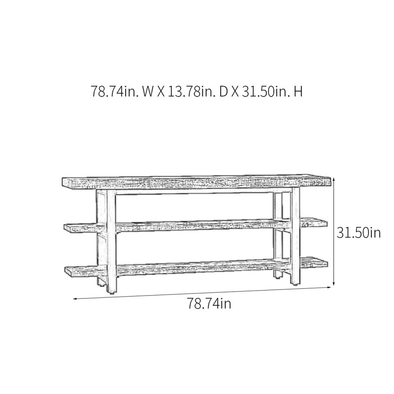 Retro Minimalist Console Table, 31.5" H x 78.74" W x 13.78" D