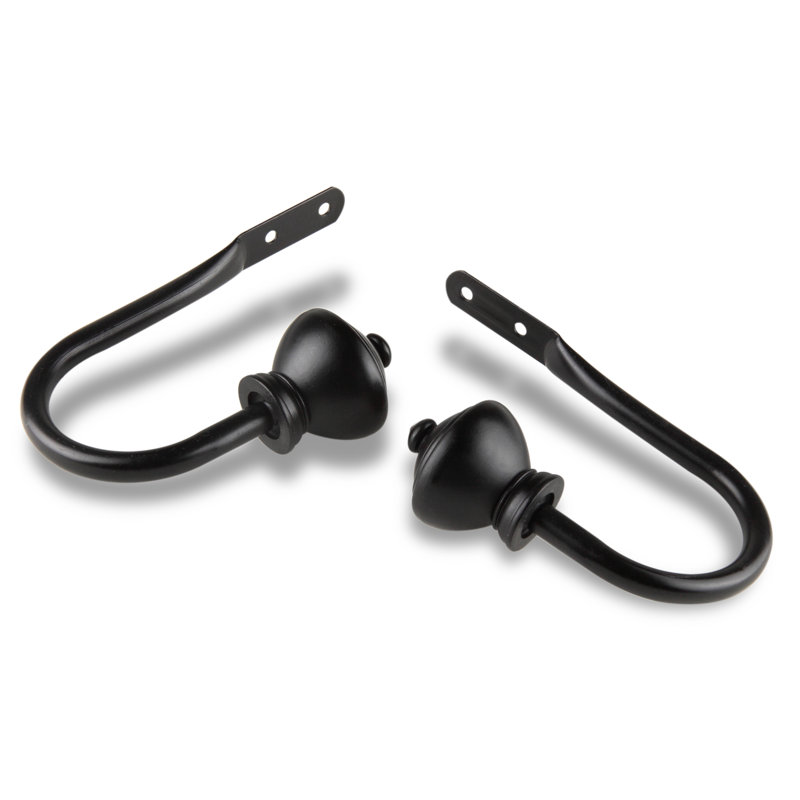 Black Steel Traditional Curtain Holdback Set of 2