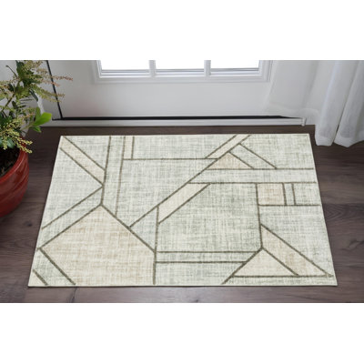 3' X 5' Gray And Ivory Geometric Power Loom Area Rug