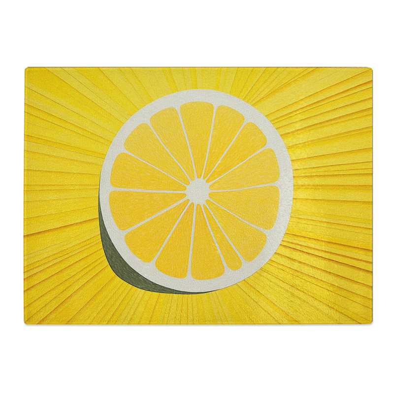 Sliced Lemon Minimalism No.3  Glass Chopping Board