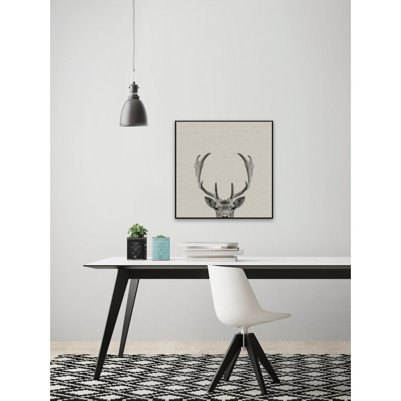 Buck Surprise - Drawing on Canvas, 30cm H x 30cm W x 4cm D