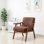 Chaise longue de réception Mid-Century avec assise rembourrée et accoudoirs en bois