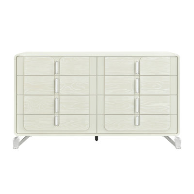 Commode beige en bois massif 63 po x 17,52 po x 37 po Nora