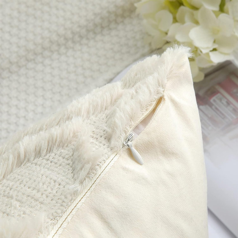 Coussins décoratifs décoratifs 24 x 24, ensemble de 2, housses de coussin en peluche moelleuse, vert, Beige