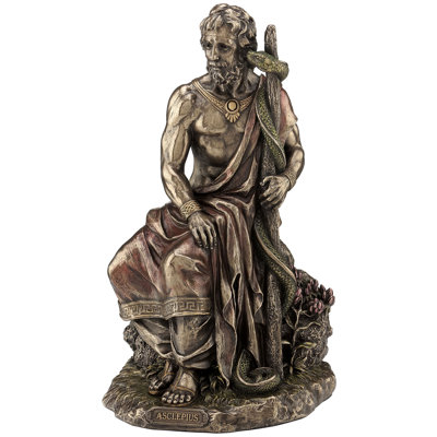 Astoria Grand H 10,04 po ASTLEPIE - DIEU GRECQUE DE MÉDECINE, TENANT À LA FOURREAU Bronze coulé à froid