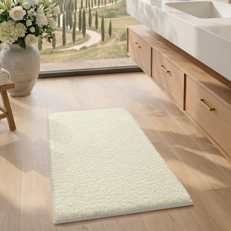 Tapis pour salle de bain antidérapant rectangulaire antidérapant 20 po x 32 po , Simple - L 32 po x l 20 po, Crème