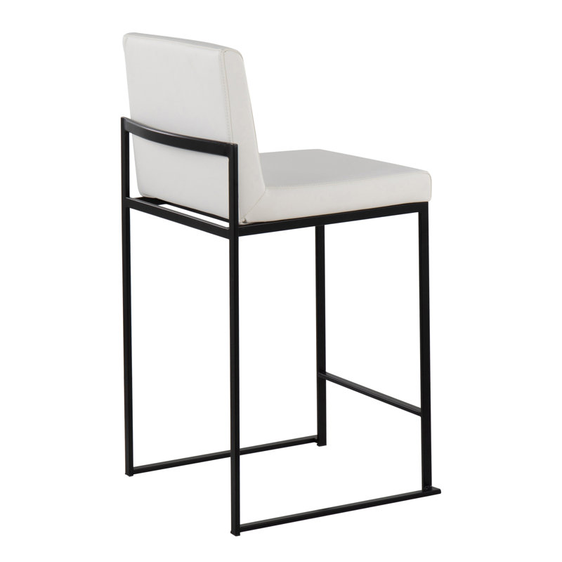 Tabouret de comptoir contemporain, Siège blanc / cadre noir, 3