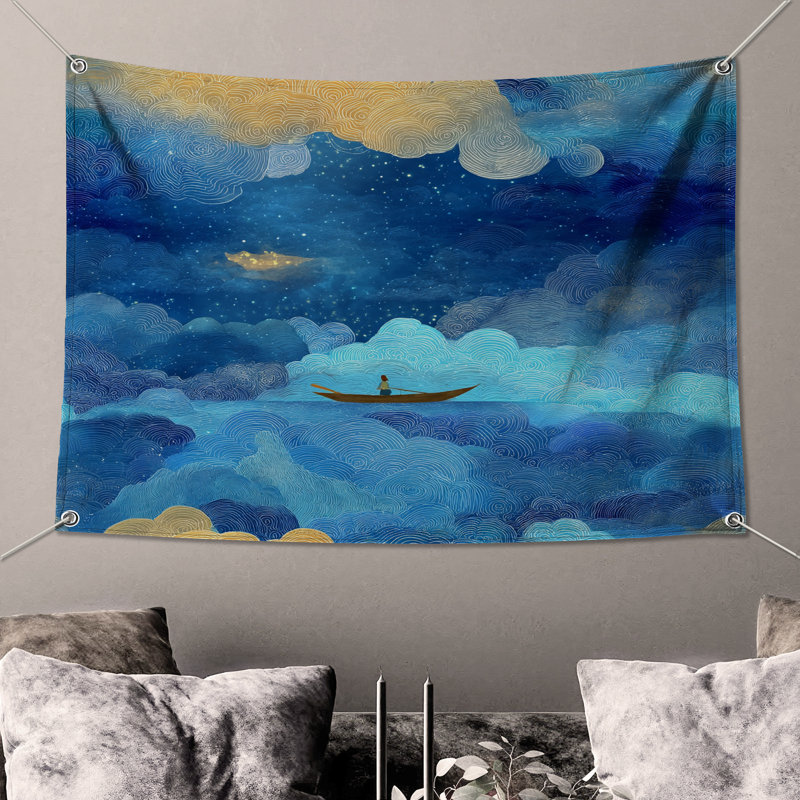 Tapisserie murale ciel étoilé - décoration murale abstraite, 50in H x60in W with 4 Grommets