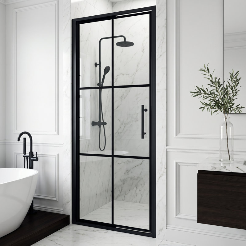 Astoria 32" W x 76" H Pivot Framed Shower Door with 5/16" Grid Clear Glass