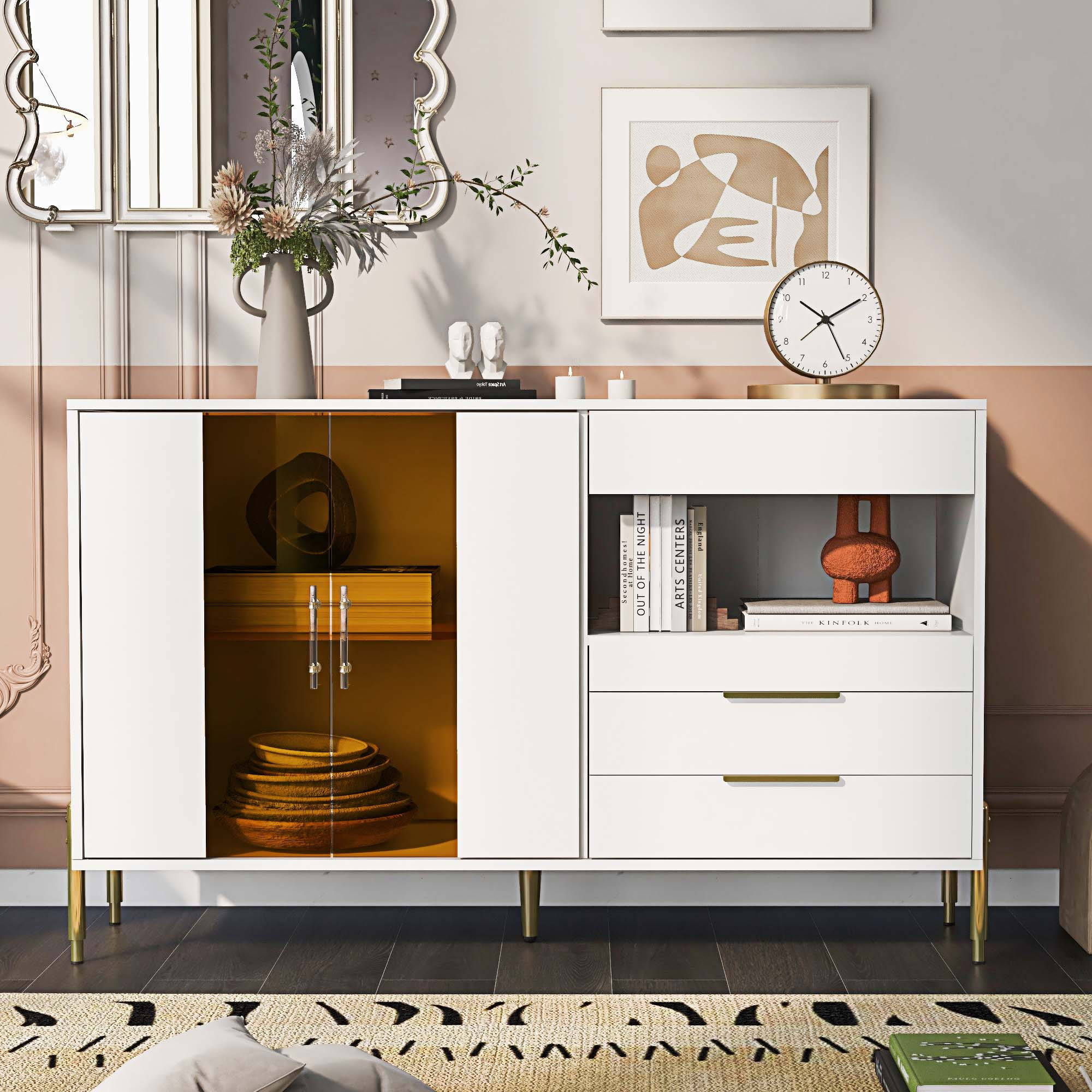 Everly Quinn Storage Cabinets With Acrylic Doors, Light Luxury Modern ...