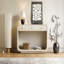 Console de style antique, 3 tiroirs de rangement, tablette de présentation, pieds courbés, placage de paulownia, vestibule / couloir / salon