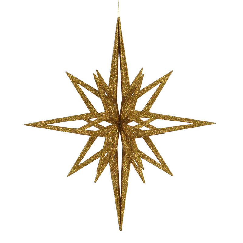 Ornement étoile 3d paillettes, Or, H 32 po x l 30 po x P 30 po