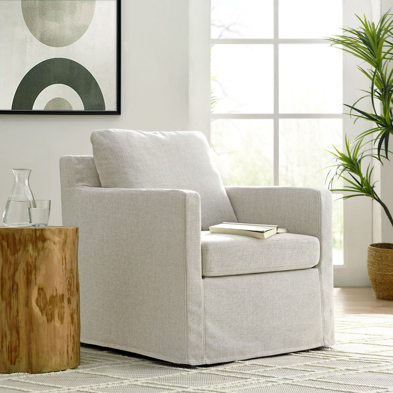 Fauteuil pivotant recouvert de tissu Serene, Tissu beige
