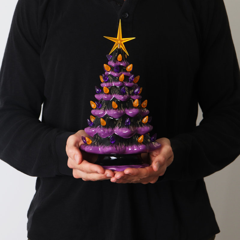 Arbre de Noël d'Halloween en céramique, Mauve / Noir