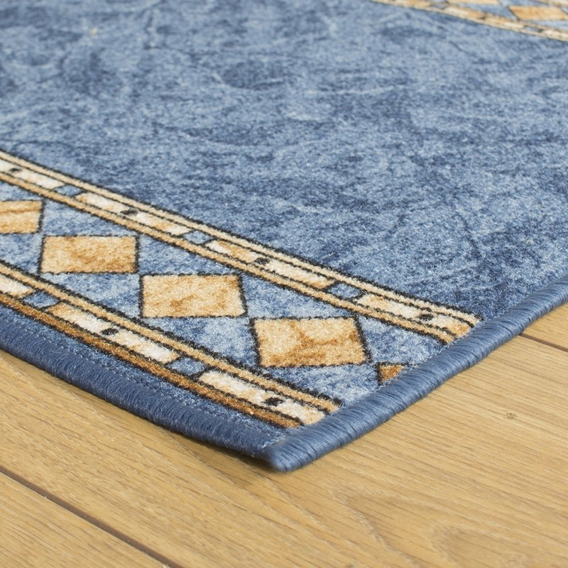 Cheops Looped/Hooked Blue Indoor Rug, Runner 300cm x 120cm