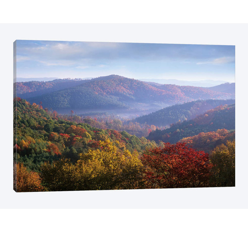 Forêt d'automne à feuilles caduques depuis la Blue Ridge Parkway, Caroline du Nord par Tim Fitzharris - Estampe numérique sur toile tendue