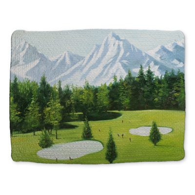 Golf Course Mountains View Braided Polyester Placemat Decor