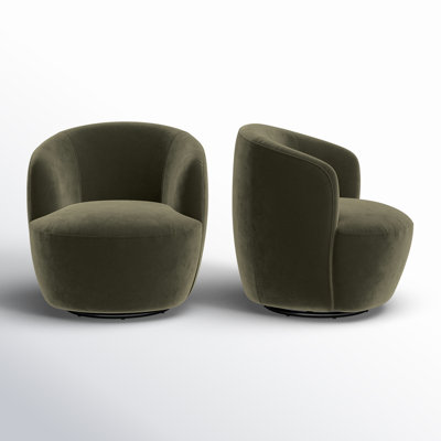 27" Wide Upholstered Velvet Small Swivel Accent Chair (Set of 2)