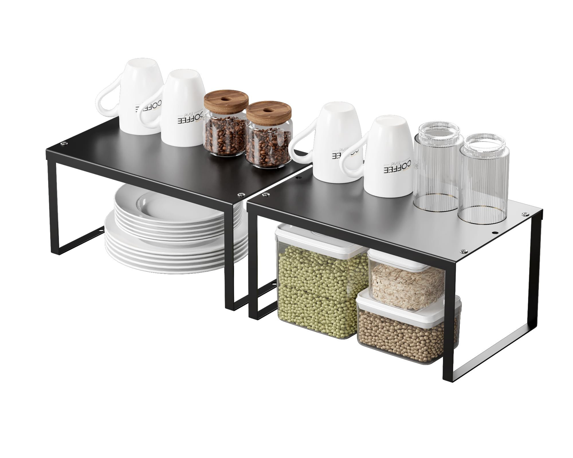 Latitude Run® 2 Pack Stackable Adjustable Metal Cabinet Organizer ...