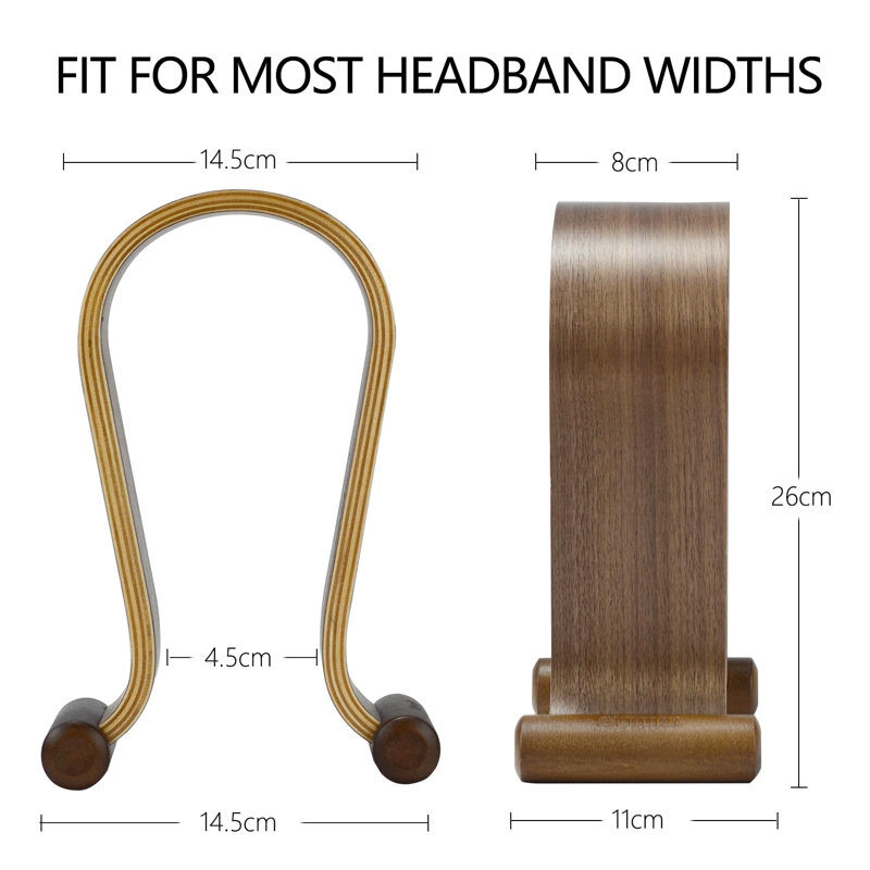 Support en bois pour casque d'écoute, support pour casque d'écoute en bois compatible avec les consoles de jeu Sony, Bose, Shure, Jabra, JBL, AKG (Noyer)