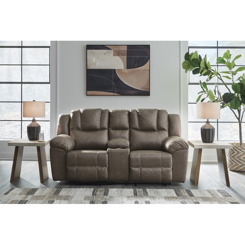 Causeuse inclinable avec console Emerald Peak, 2, 44" H x 82" W x 41" D