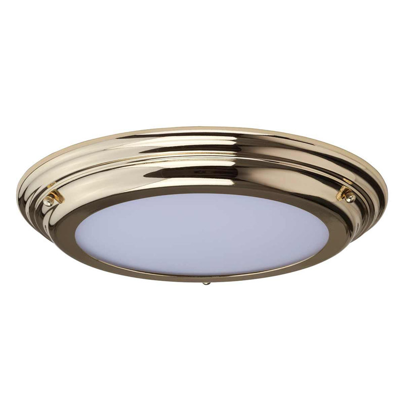 Chesterton Glass LED Flush Mount, Polished Brass