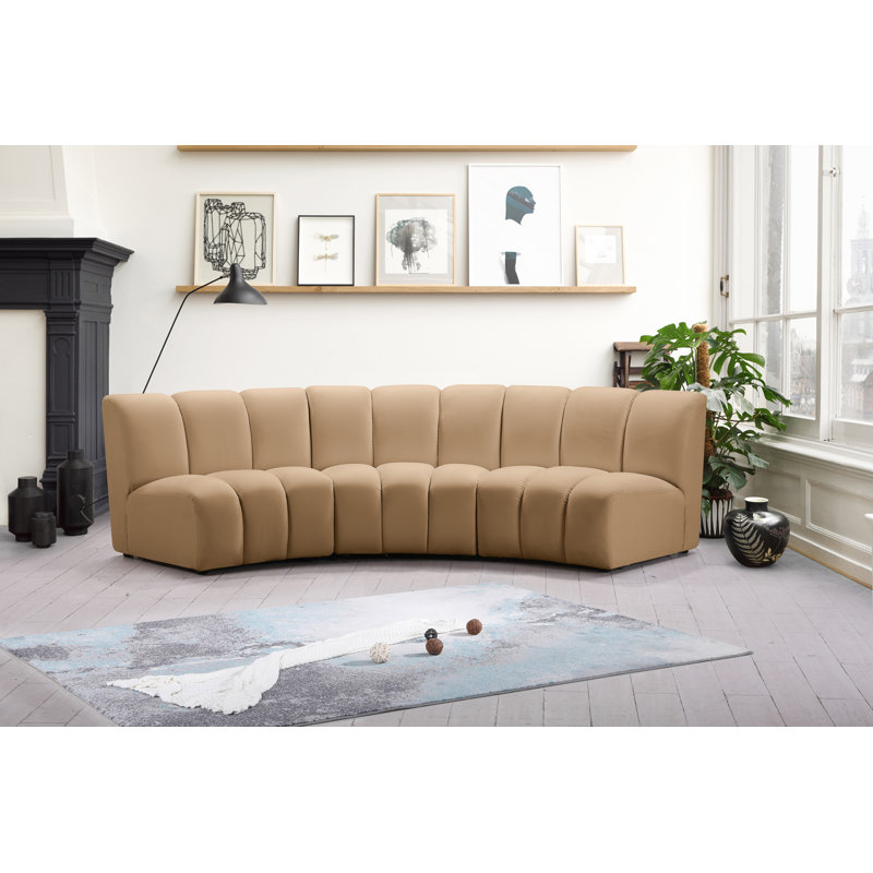 Canapé modulaire en velours Infinity, 3 pièces, Velours brun clair
