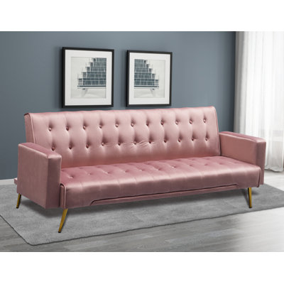 Verdeen Twin 74'' Velvet Convertible Sofa