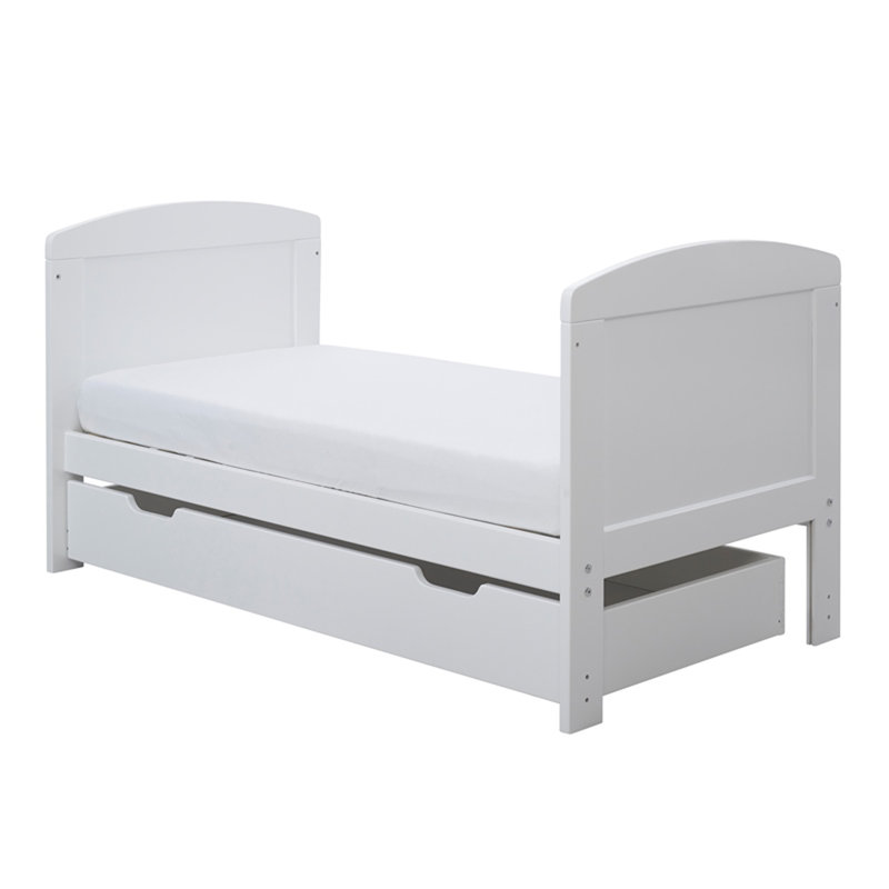 Coleby Mini Cot Bed, Under Drawer and All Seasons Premium Pocket Sprung Mattress - White