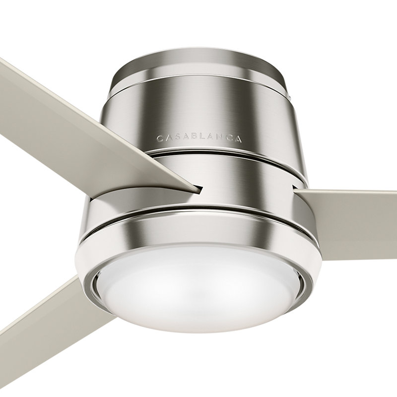 54" Commodus 3 - Blade LED Flush Mount Ceiling Fan with Wall Control and Light Kit Included, Matte Nickel