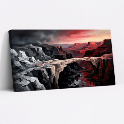 Red and Grey Canyon Rock Bridge Oil Painting Canvas Wall Art