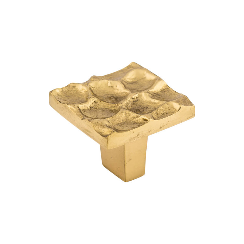 Cobblestone Square Knob, Polished Brass, 1 3/8" Length