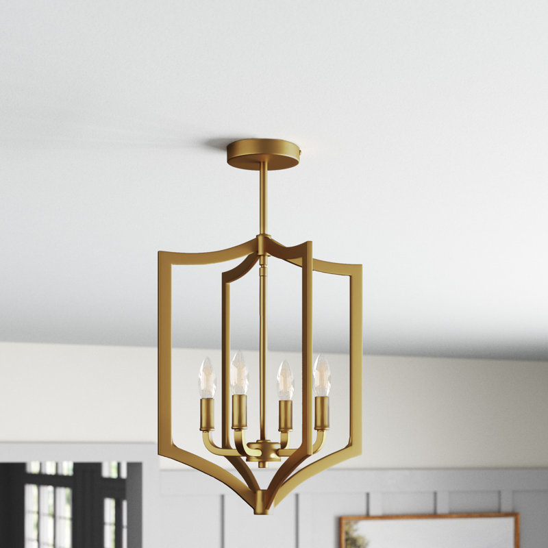 Luminaire suspendu 4 lumières Ayoka, Laiton