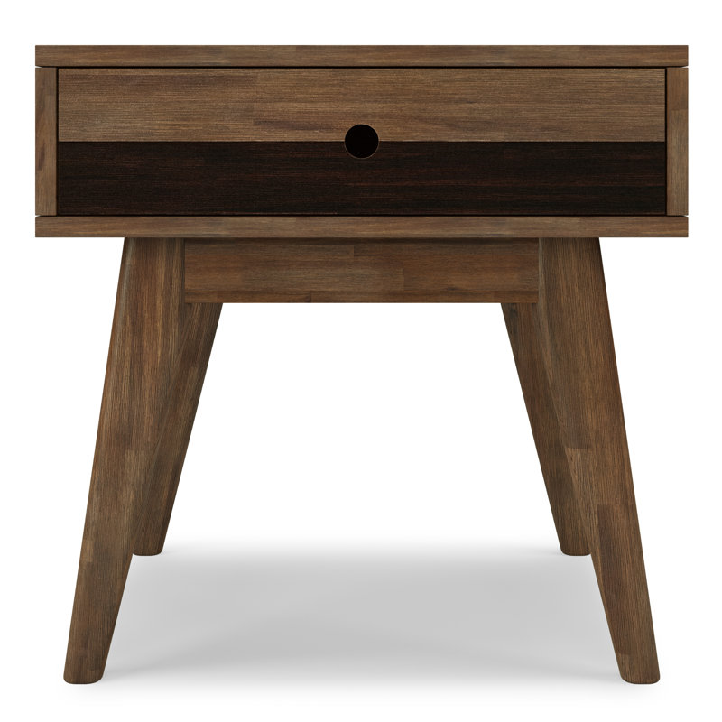 Clarkson Solid Acacia Mid-Century Modern End Table with Drawer