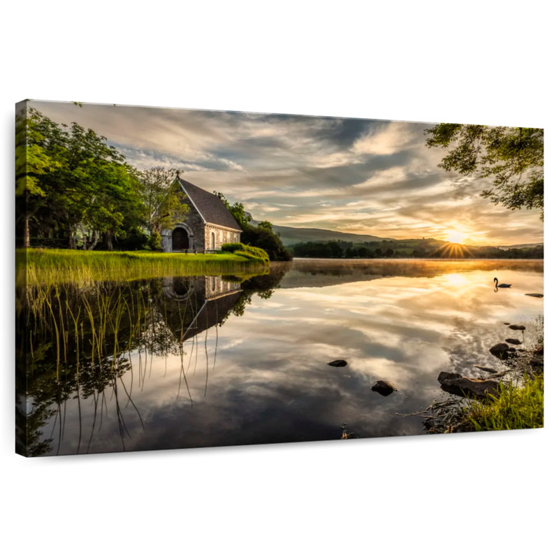 Adella Gougane Barra Lake Church Sunrise, H 24 po x l 36 po