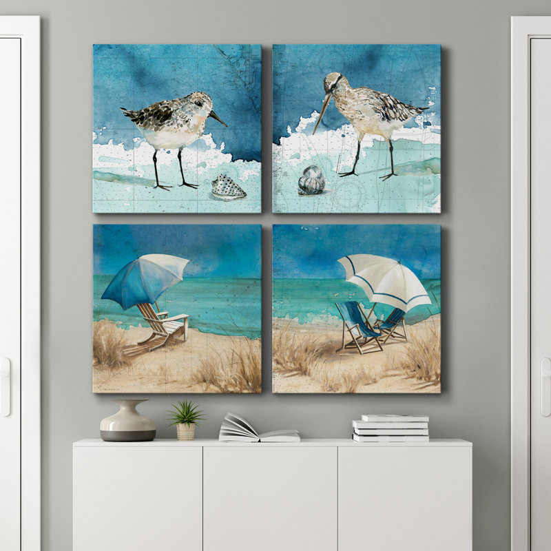 Bay Shore Sandpiper I - reproduction d'art sur toile tendue, H 32 po x l 128 po x P 1 po